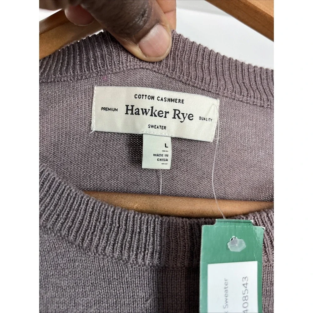 Hawker Rye Premium Quality Cotton Cashmere Pullover Sweater Men's L Brown New